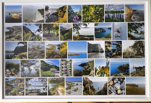 Klantfoto van Rose voor beoordeling Afdruk Fotocollage Poster ingelijst (hout, wit) 90x60cm