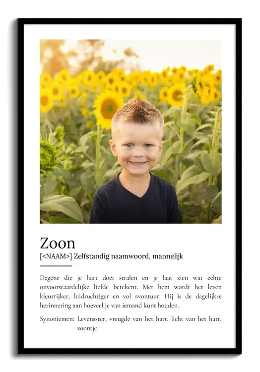 Definitionsposter 'Zoon' in Duden-stijl
