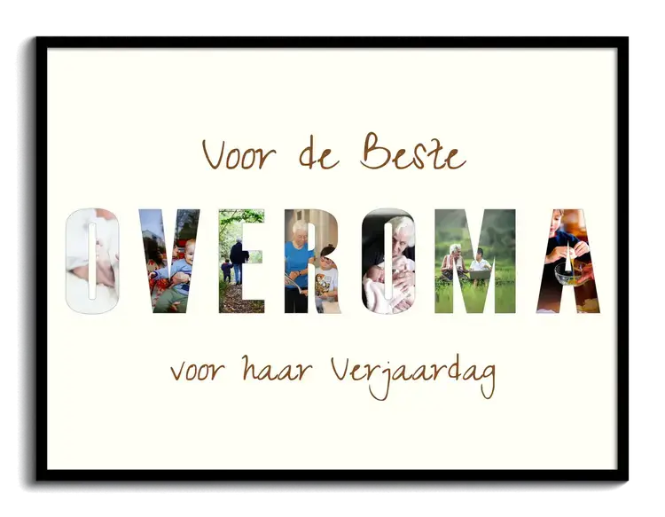 Fotos als tekstcollage voor de beste overgrootmoeder voor de verjaardag