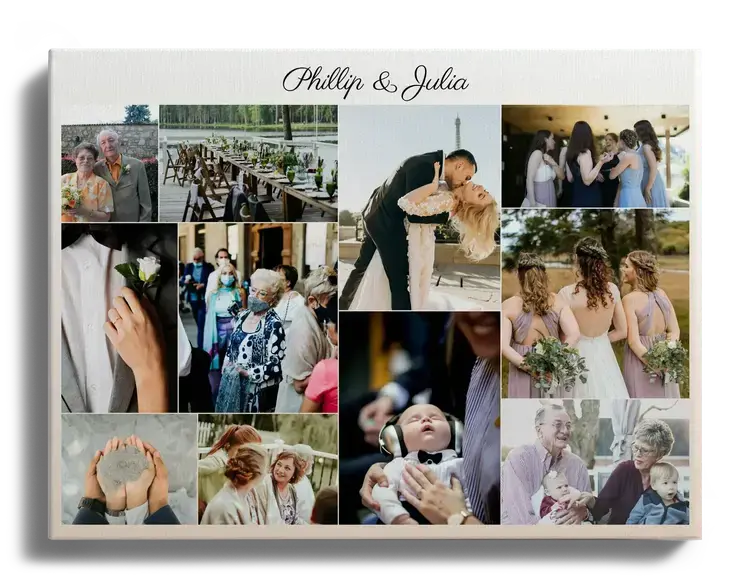 Fotocollage cadeau of herinnering van huwelijksfoto’s