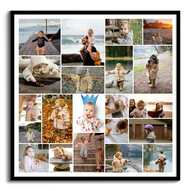 Collage van kinder of babyfotos uit het familiealbum