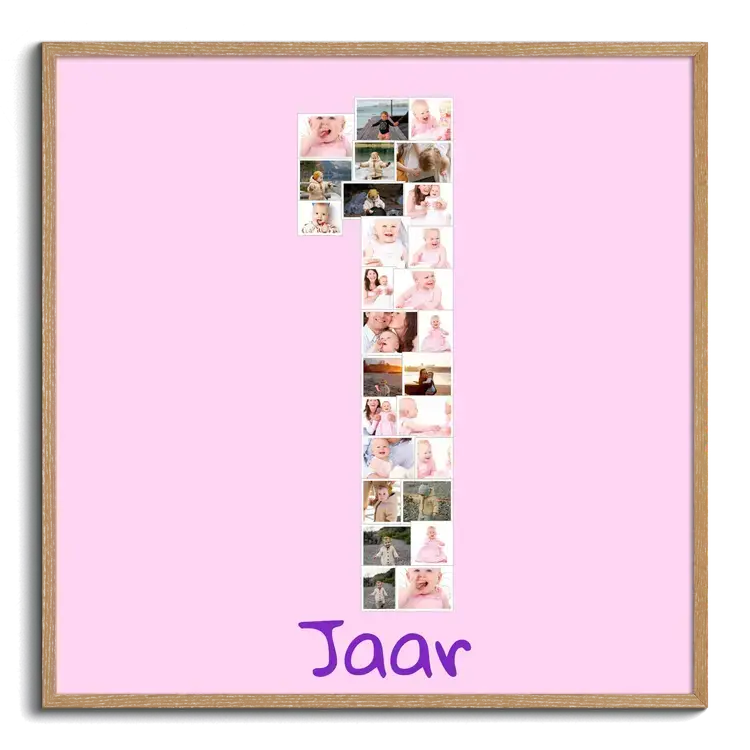 Fotocollage nummer met vele kinder of babyfoto’s
