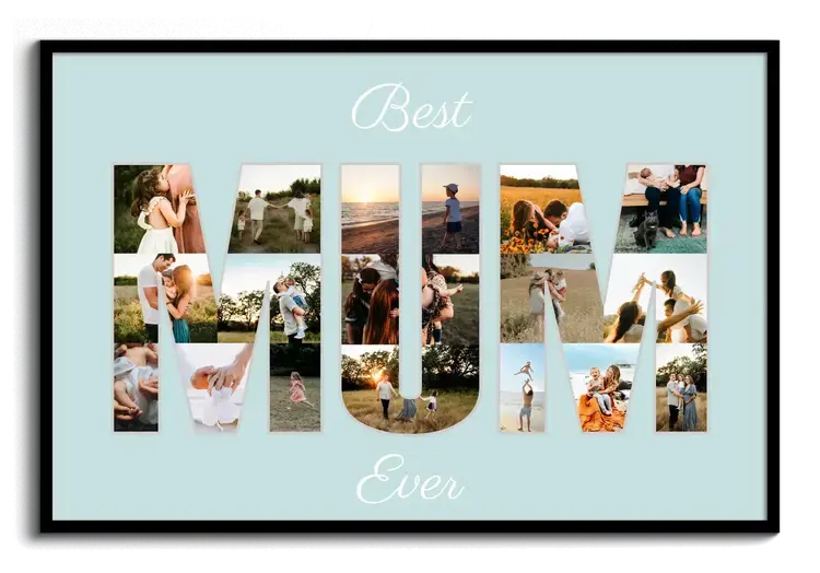 Fotocollage met de tekst MUM Best Ever als cadeau voor Moederdag