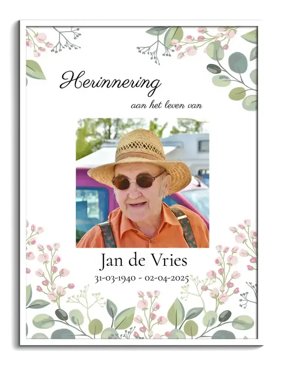 Herinnering aan de overledene bloemenportret met een foto