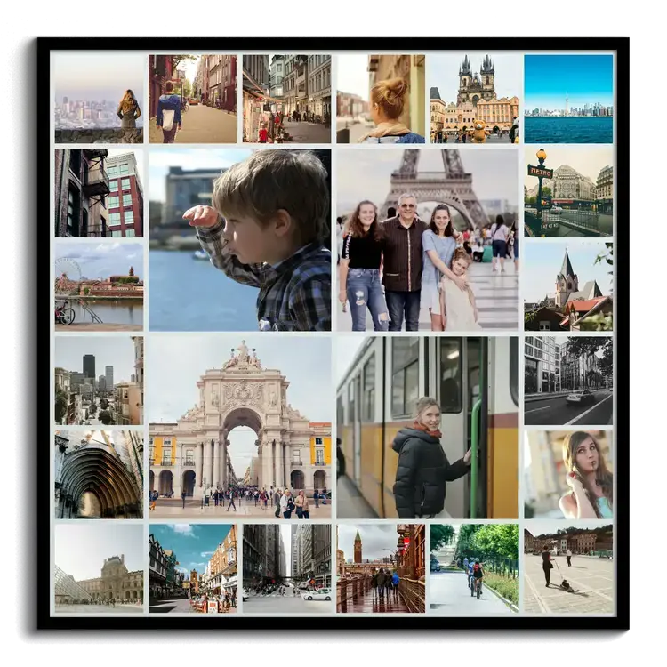 Vakantiefotos als herinnering in een stijlvolle fotocollage