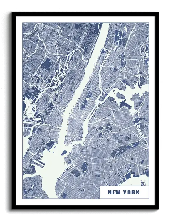 Gepersonaliseerde stadskaart van New York City als ingelijste poster