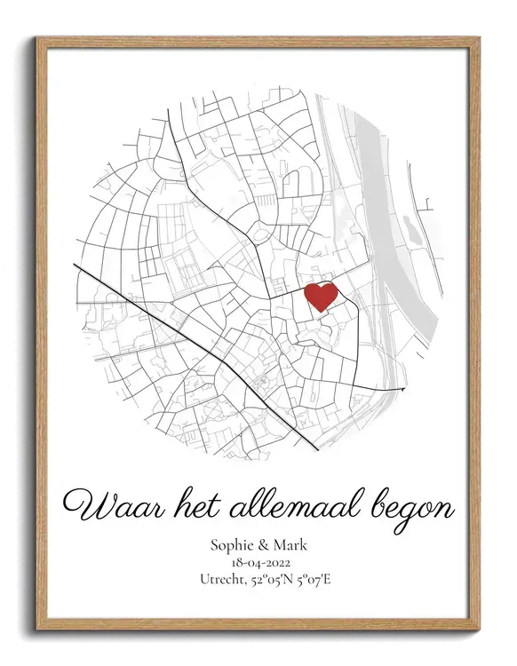 "Personalisierte Ronde Stadskaart - 'Waar het begon'"