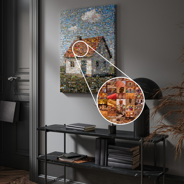 Mosaïekbeeld Huis met Bouwfoto's