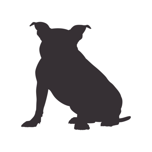 Hondensilhouet American Bully zittend