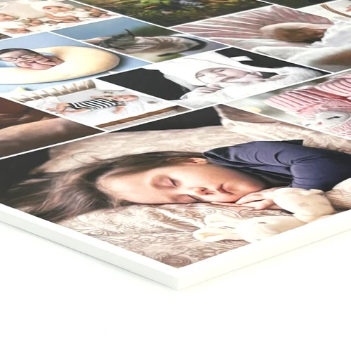 Fotocollage op hardschuimplaat: Detailweergave